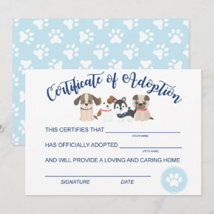 子犬の誕生日証明書を採用しない ノートカード