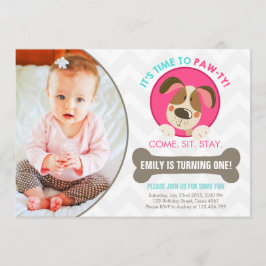 子犬の誘い込みピンクターコイズ 招待状