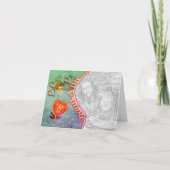 子犬の赤いハートありがとうフォトカード サンキューカード (正面)