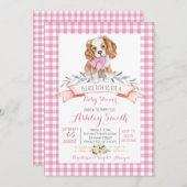 子犬の赤ちゃんシャワーの誘いピンクガール 招待状 (正面/裏面)