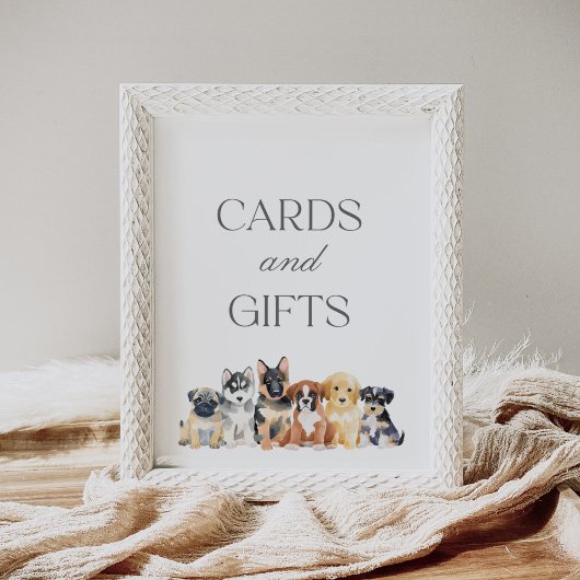 子犬の赤ちゃんシャワーカードとギフトサイン ポスター