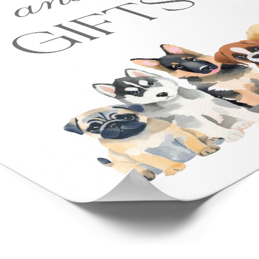 子犬の赤ちゃんシャワーカードとギフトサイン ポスター (角)