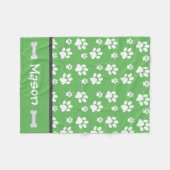 子犬の足の印刷ブランケットの名前でパーソナライズ フリースブランケット (正面(横))