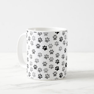 子犬の足の跡 白と灰色 コーヒーマグカップ