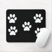 子犬の足は黒で白を印刷します マウスパッド (マウス)