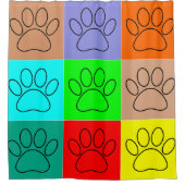 子犬の足を四角く描く シャワーカーテン (正面)