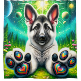 子犬の足 シャワーカーテン