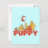 子犬の遊び Tシャツとギフト ポストカード (正面/裏面)