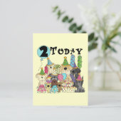 子犬の2歳の誕生日パーティーTシャツとプレゼント ポストカード (スタンド正面)