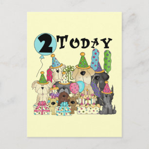 子犬の2歳の誕生日パーティーTシャツとプレゼント ポストカード