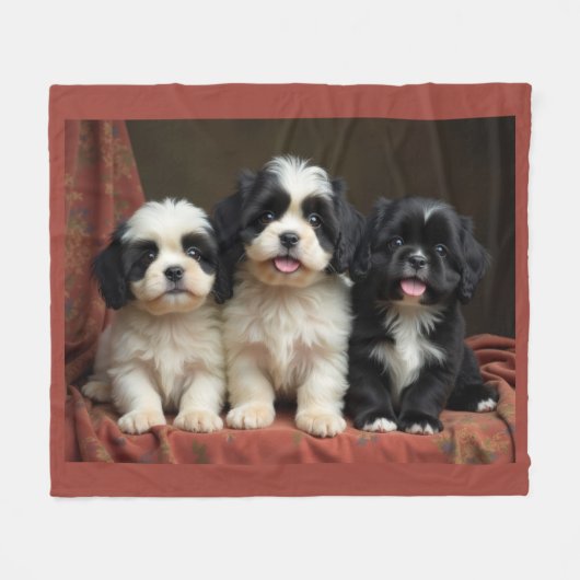 子犬の フリースブランケット (正面(横))