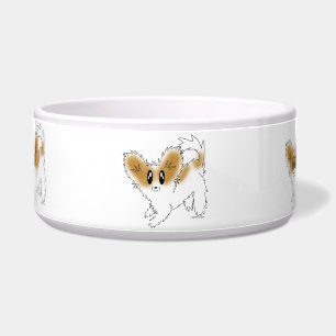 子犬のPapillonのドッグフードか水ボール ボウル