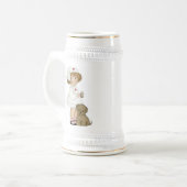 子犬のTシャツおよびギフトを持つヴィンテージのナース ビールジョッキ (正面左)