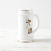 子犬のTシャツおよびギフトを持つヴィンテージのナース ビールジョッキ (正面右)