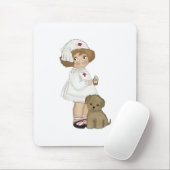 子犬のTシャツおよびギフトを持つヴィンテージのナース マウスパッド (マウス)