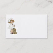 子犬のTシャツおよびギフトを持つヴィンテージのナース 名刺 (裏面)