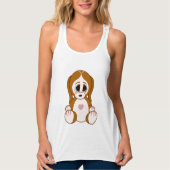 子犬のTシャツを小石で包む タンクトップ (正面)
