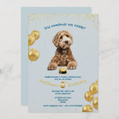 子犬はケーキの誕生日パーティーの招待状が好き 招待状 (正面/裏面)