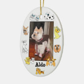子犬は写真の楕円形のオーナメント18犬の漫画を加えます セラミックオーナメント (左)