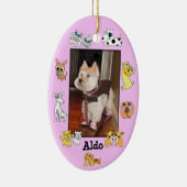 子犬は写真の楕円形のオーナメント18犬の漫画色を加えます セラミックオーナメント (右)