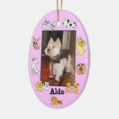 子犬は写真の楕円形のオーナメント18犬の漫画色を加えます セラミックオーナメント (左)