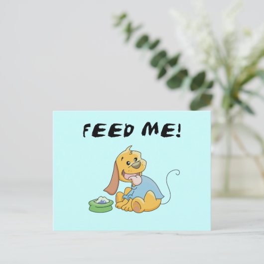 子犬は私にTシャツおよびギフトを食べ物を与えます ポストカード (スタンド正面)