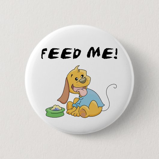 子犬は私にTシャツおよびギフトを食べ物を与えます 缶バッジ (正面)