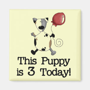 子犬は3誕生日Tシャツとギフト マグネット