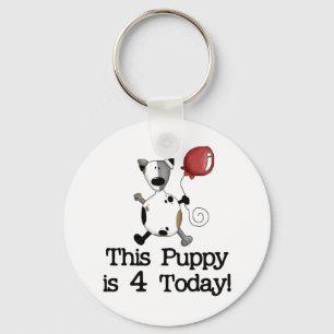 子犬は4誕生日Tシャツとギフト キーホルダー