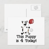 子犬は4誕生日Tシャツとギフト ポストカード (正面/裏面)