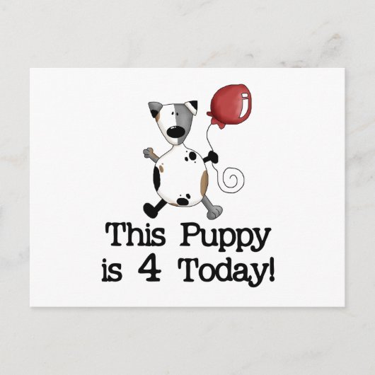 子犬は4誕生日Tシャツとギフト ポストカード (正面)