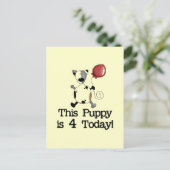 子犬は4誕生日Tシャツとギフト ポストカード (スタンド正面)
