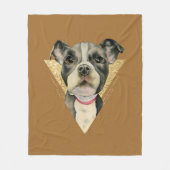 子犬は|のピット・ブル犬の水彩画の絵画を注目します フリースブランケット (正面)