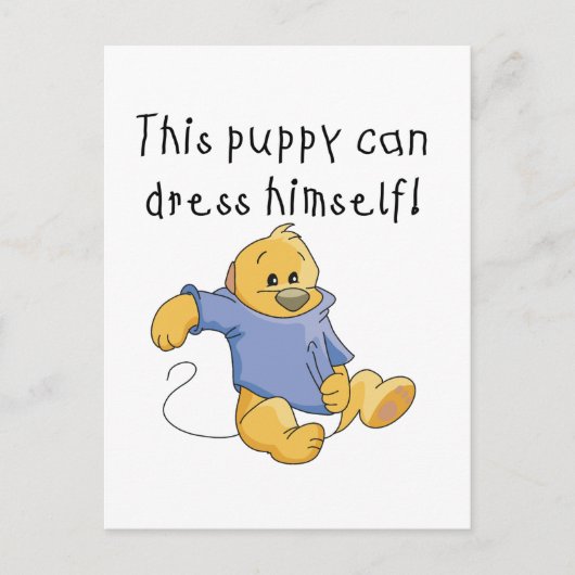 子犬はTシャツおよびギフトに服を着せます ポストカード (正面)