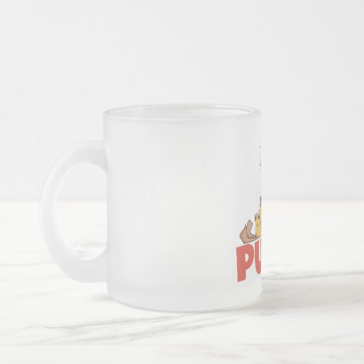 子犬はTシャツおよびギフトを遊びます フロストグラスマグカップ (左)