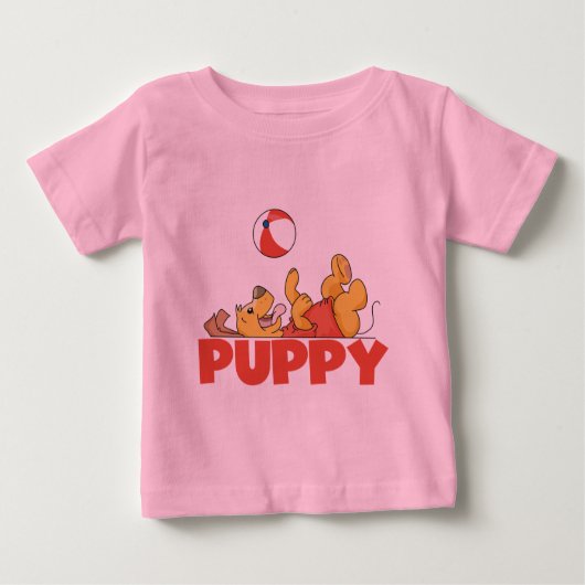 子犬はTシャツおよびギフトを遊びます ベビーTシャツ (正面)
