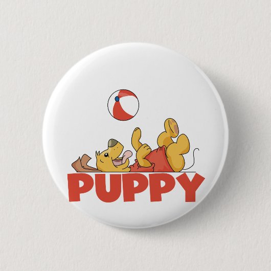 子犬はTシャツおよびギフトを遊びます 缶バッジ (正面)