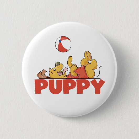 子犬はTシャツおよびギフトを遊びます 缶バッジ (正面)