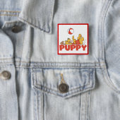 子犬はTシャツおよびギフトを遊びます 缶バッジ (インサイチュ)