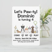 子犬または男男女兼用の子誕生日パワティInv 招待状 (スタンド正面)