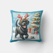 子犬よくはしゃぐラブラドールリトリエバークリスマス クッション (裏面)