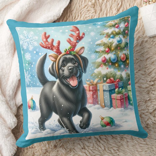 子犬よくはしゃぐラブラドールリトリエバークリスマス クッション