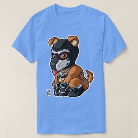 子犬よくはしゃぐ白マスクベビーズシリーズ Tシャツ (デザイン正面)