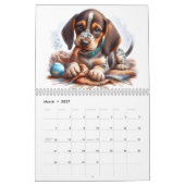 子犬よくはしゃぐ12ヶ月 カレンダー (3月 2027)