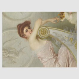 子犬をなでている若い婦人(V.M.コルコス著) 薄葉紙