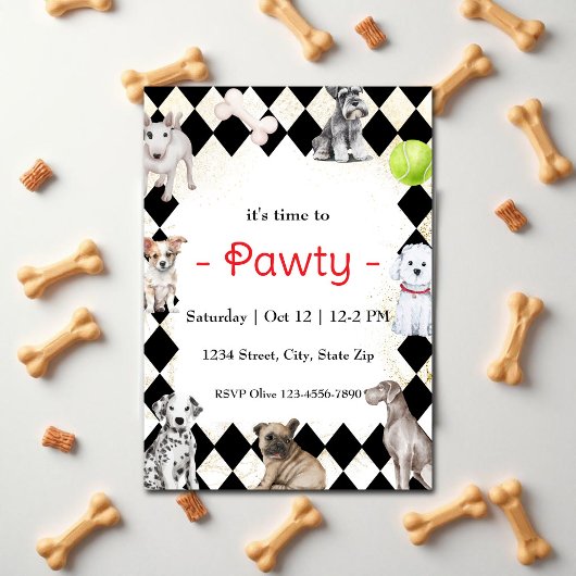 子犬をテーマにしたパーティーの招待状 招待状