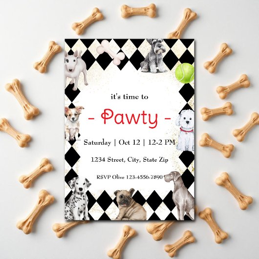 子犬をテーマにしたパーティーの招待状 招待状