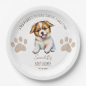 子犬をテーマにした赤ちゃんシャワーテーブルデコル ペーパープレート (正面)