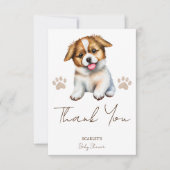 子犬をテーマにした赤ちゃんシャワー サンキューカード (正面)