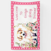 子犬をテーマにした赤パーソナライズされたちゃんシャワー 横断幕 (縦)